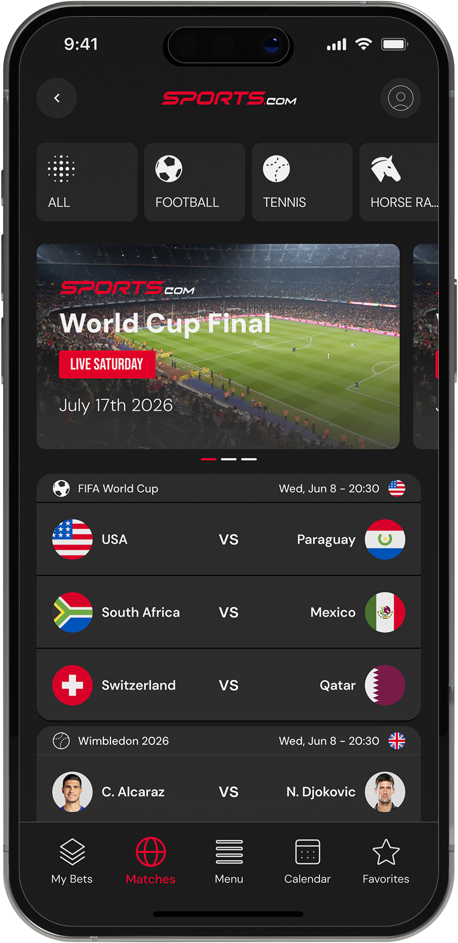 Dark live match screen